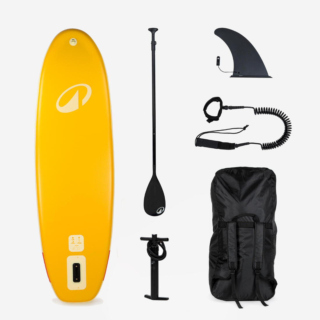 Pack Stand up paddle gonflable 9'6, 1 personne (jusqu'à 80kg) - 100 Jaune