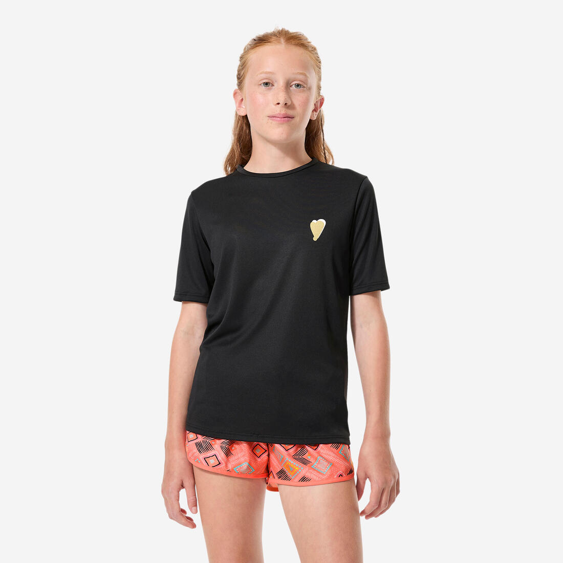T-shirt anti UV manches courtes surf Junior - 100 blanc noir skate