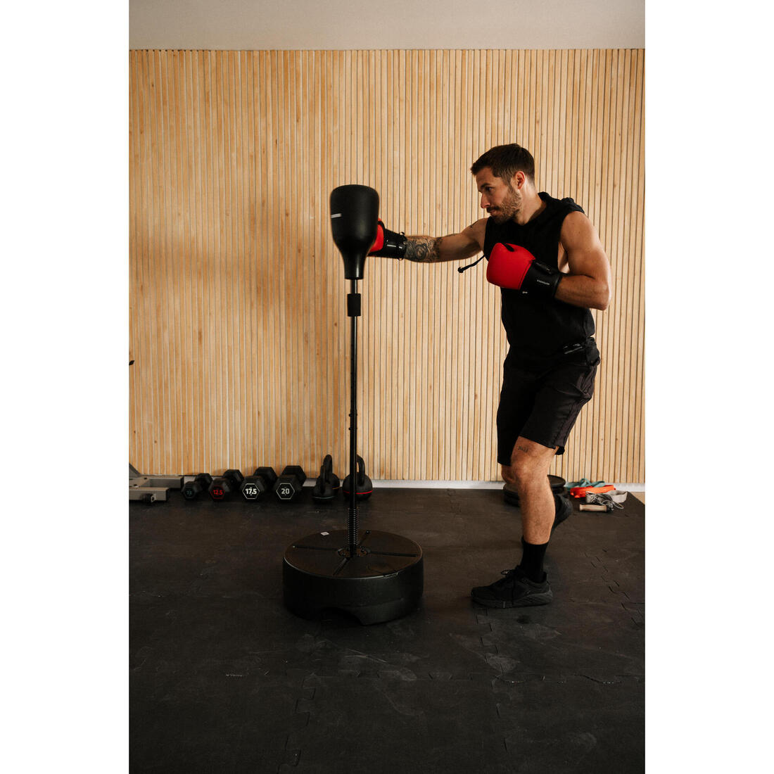 Gants de boxe training pour débutant adulte, rouge et noir