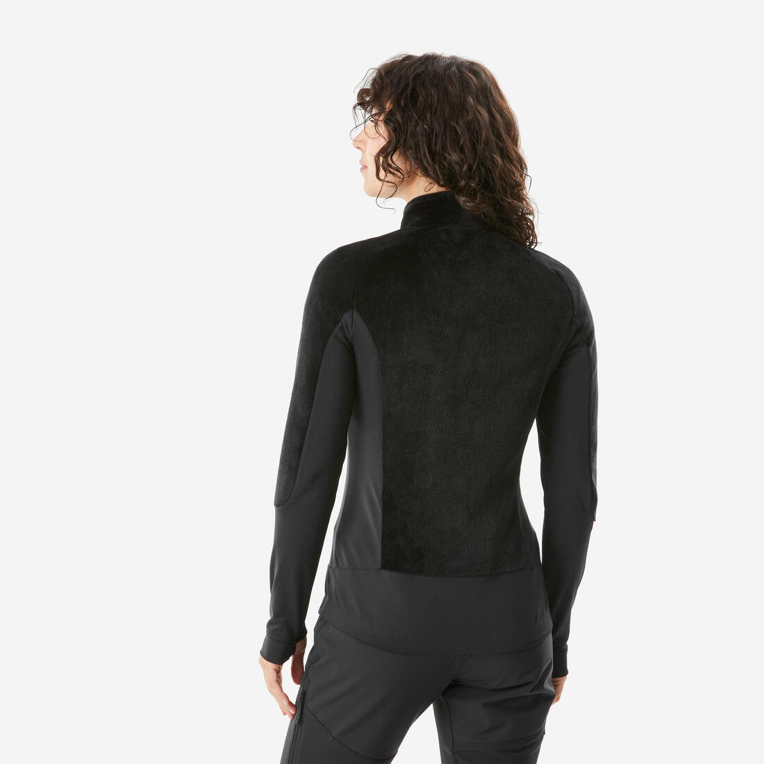 Polaire de randonnée hybride chaude femme, MH900 Mountain noir