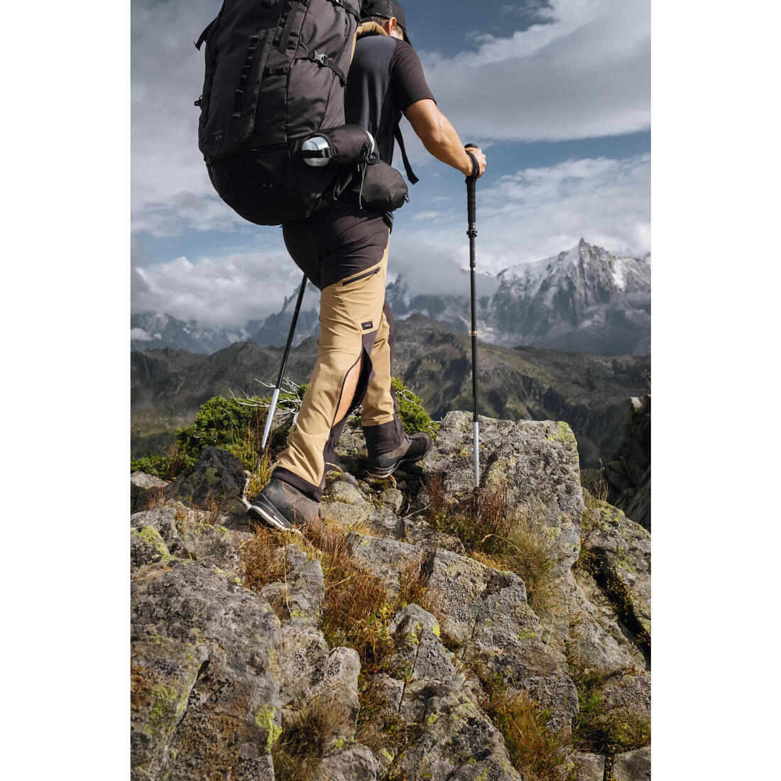 Pantalon de trek montagne déperlant et coupe-vent Homme - MT900