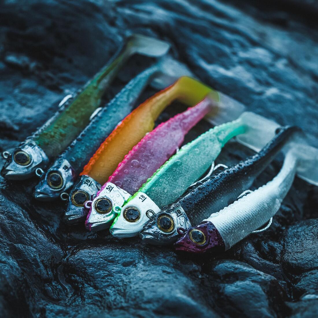 Kit leurres souples shad texan anchois ancho 120 12gr ayu en mer