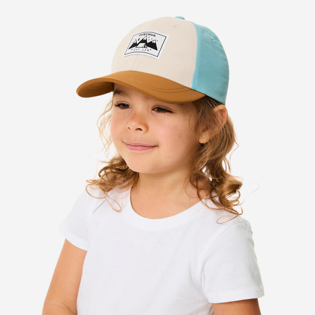 Casquette de randonnée enfant, MH100 kid beige bleue