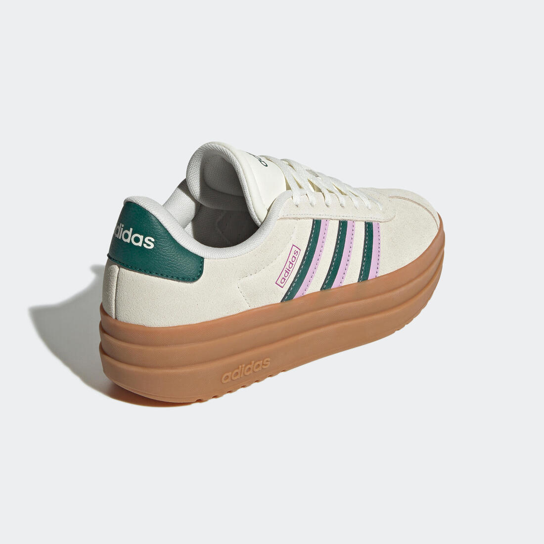 Baskets femme, vl court bold, blanc cassé et bleu gomme