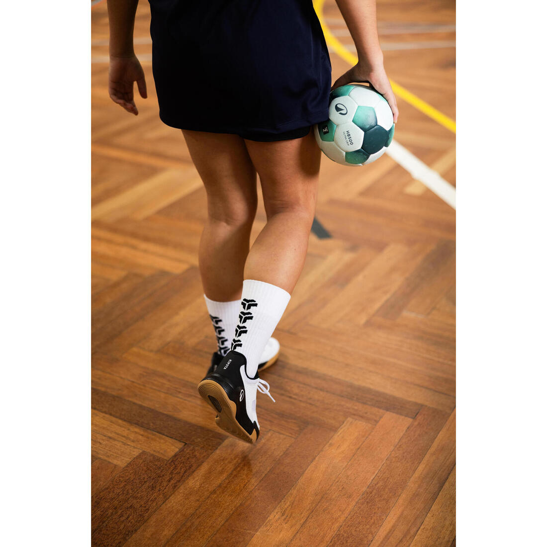 Chaussures de handball adulte, HB100 noir blanc