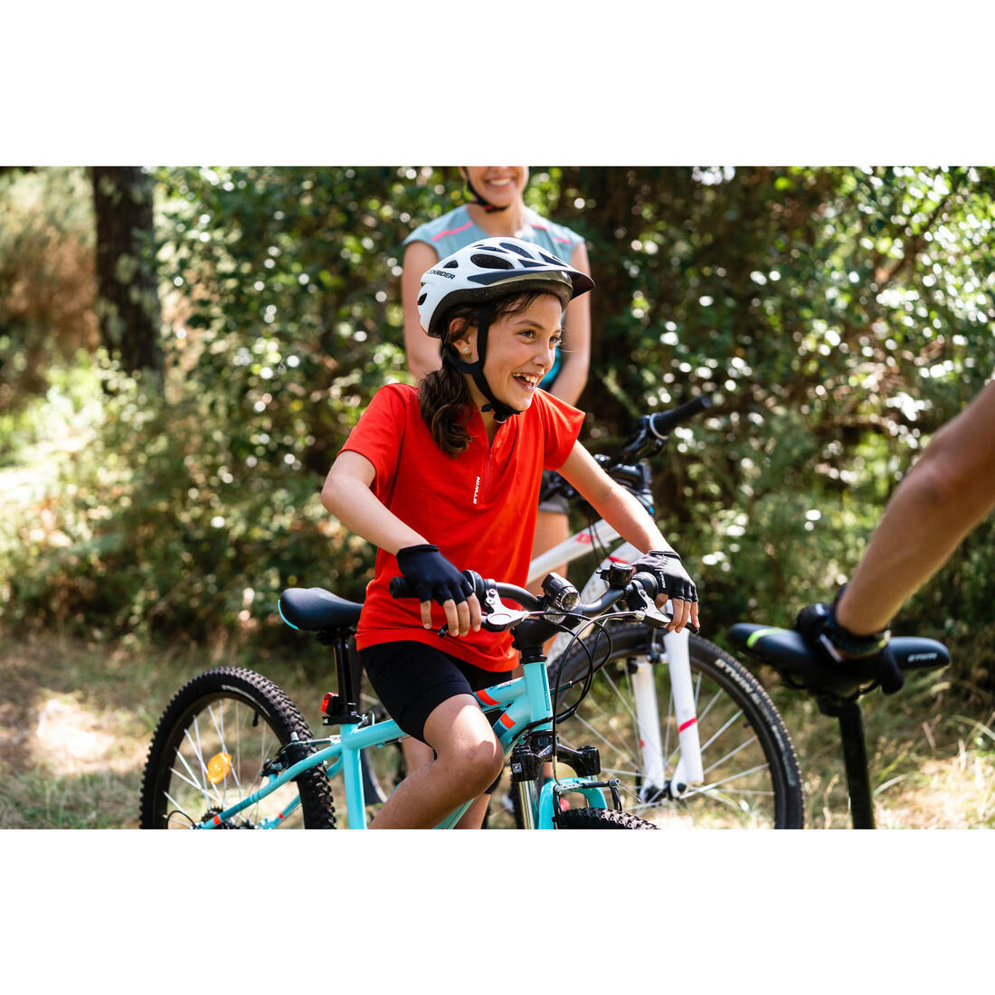Maillot manches courtes vélo enfant 100 rouge