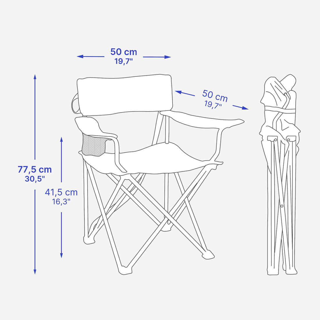Chaise de camping avec accoudoir, pliante et confortable