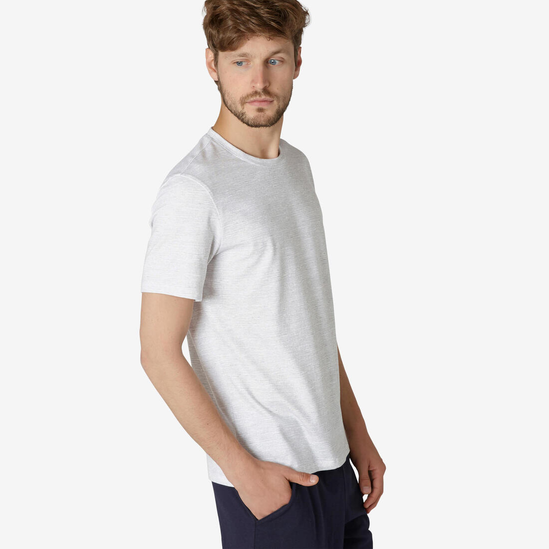 T-shirt fitness manches courtes coton extensible col rond homme rouge grenat