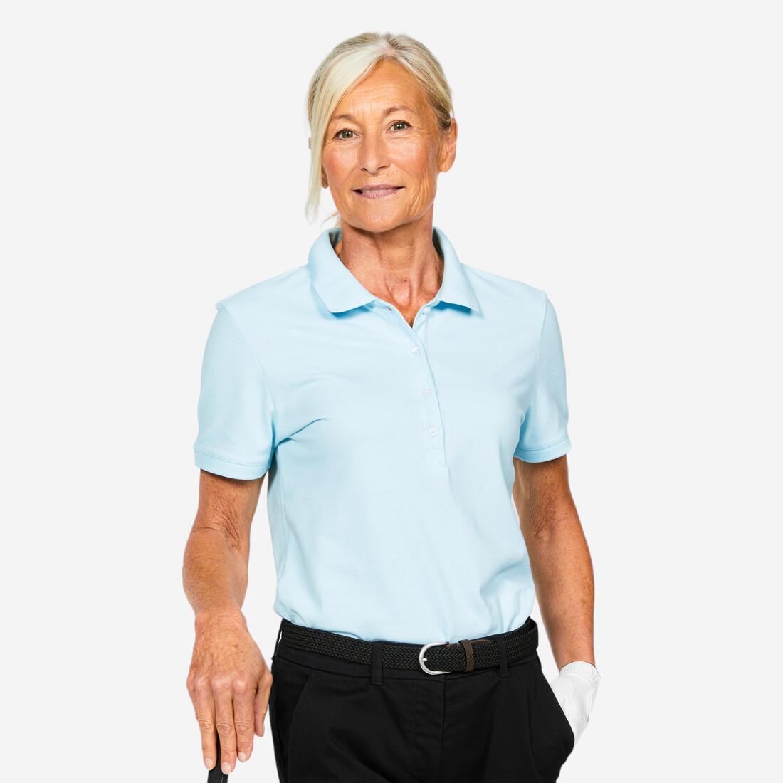 Polo golf en coton polyester manches courtes femme, MW500 beige clair