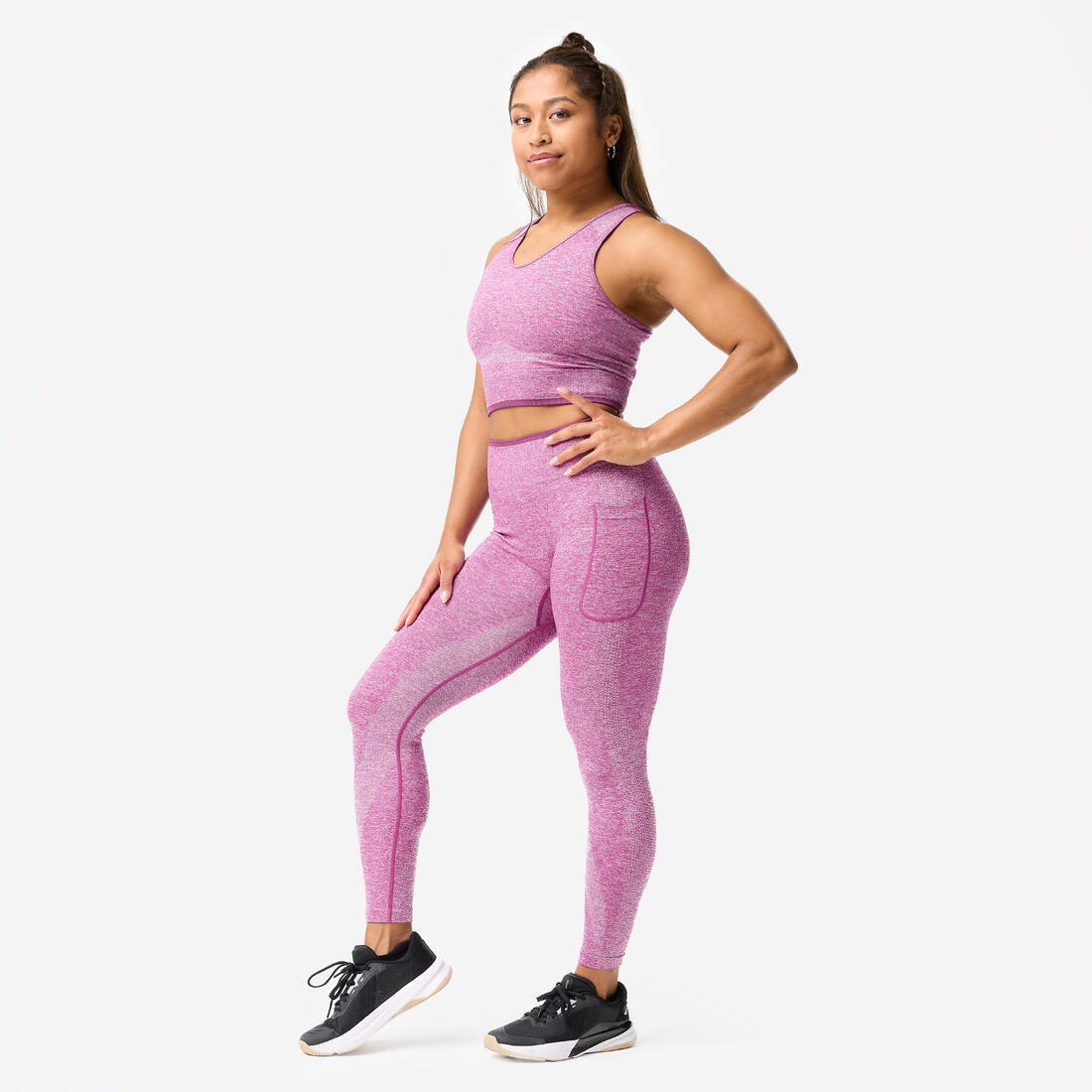 Legging de musculation sans couture femme, gris et