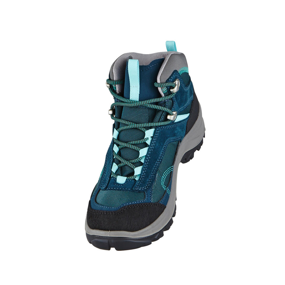 Chaussures imperméables de randonnée montagne - MH100 Mid Turquoise - Femme