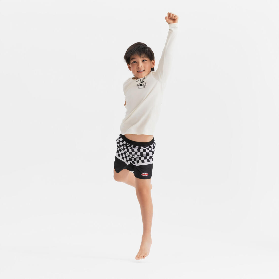 T-shirt anti UV manches longues surf Junior - 100 Vibes parme