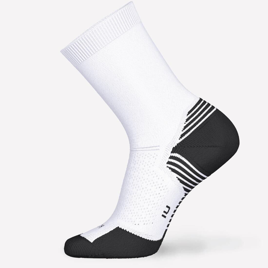 Lot de 2 paires de chaussettes running mi-mollet épaisses, KIPRUN Core blanches