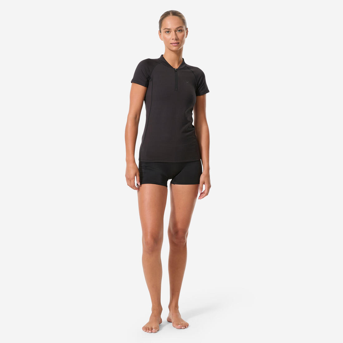 T shirt manches courtes aquagym-aquabike ou longe-côte Femme - Elo noir