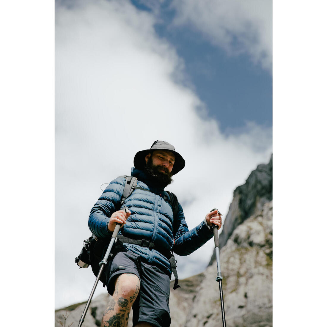 Doudoune à capuche en duvet de trek montagne - mt500 -10 °c - homme