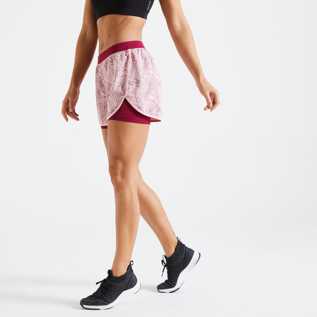 Short de fitness double couche femme