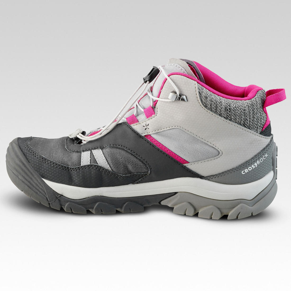 Chaussures imperméables de randonnée enfant lacet crossrock mid grises 35-38