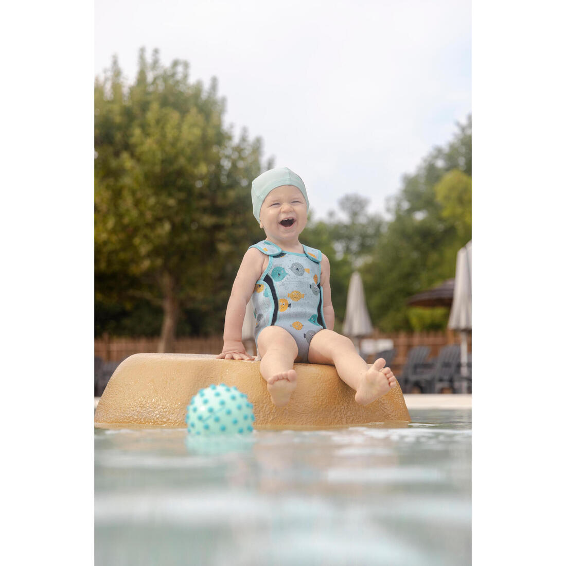Combinaison néoprène thermique wrap 2mm bébé, Bodywarm poissons menthe
