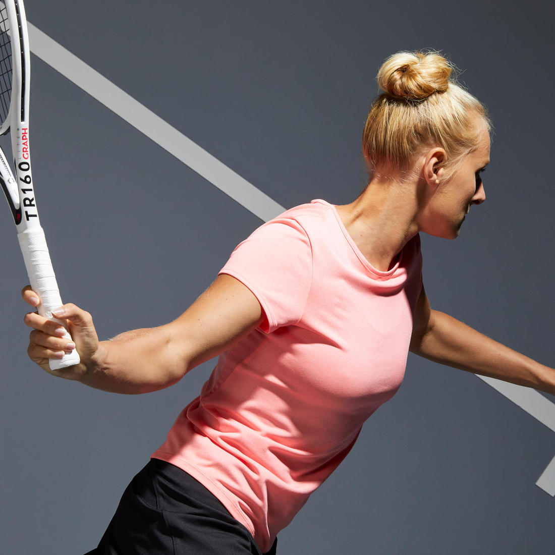 T-Shirt tennis col rond dry femme - Essentiel 100