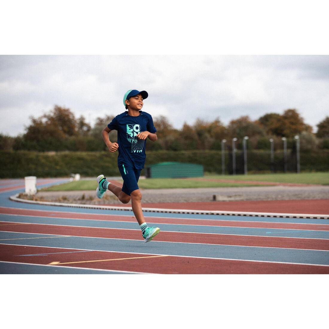 T-shirt de running respirant enfant - kiprun dry+ 500 marine