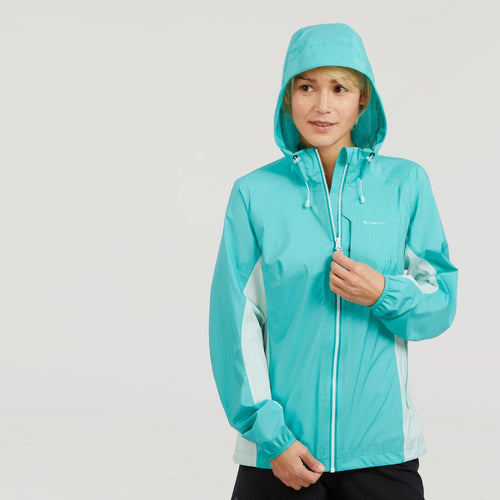 





Veste imperméable de randonnée rapide Femme FH500 Helium Rain Bleu caraïbes
