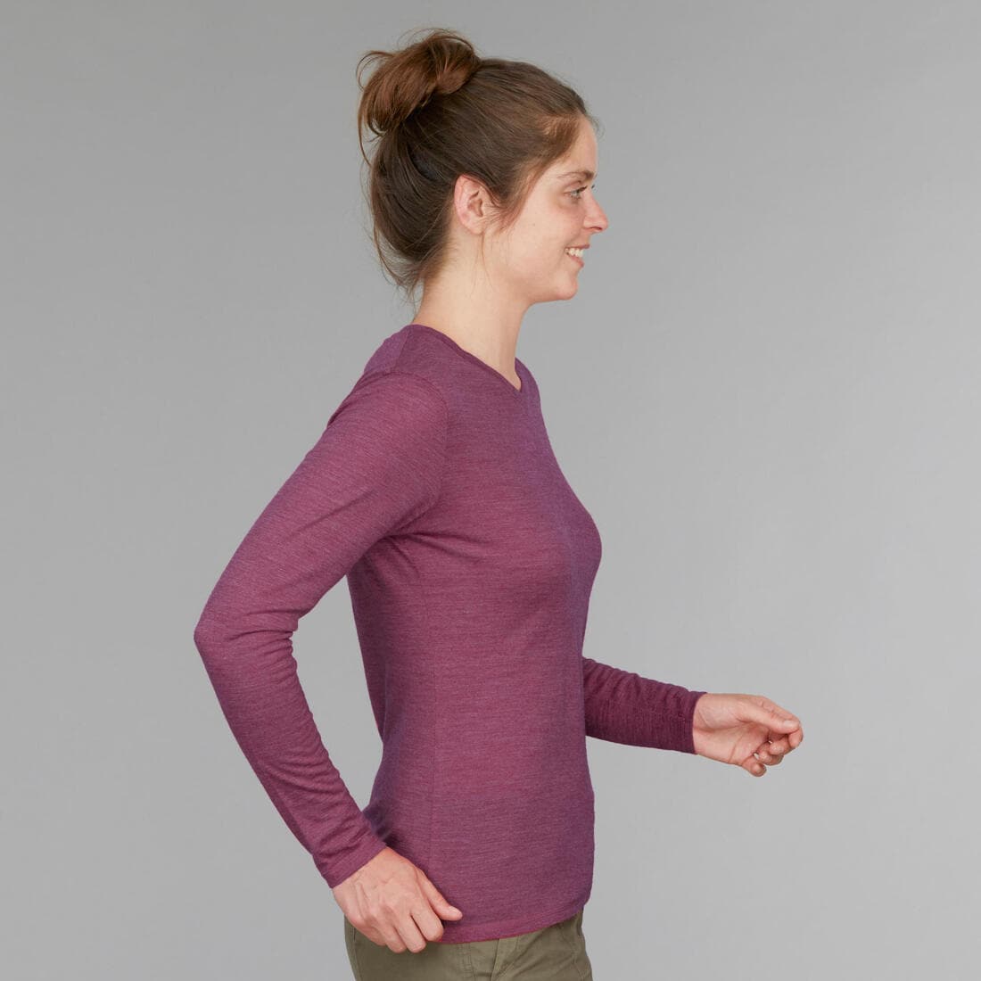 T-shirt laine mérinos de trek & voyage - femme - travel 500