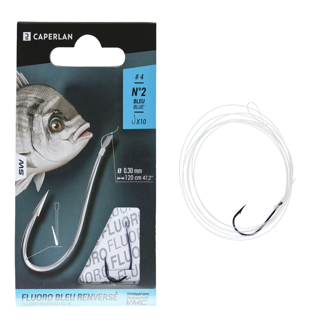 Hameçons montés a palette SN HOOK fluorosea bluereversed pêche en mer