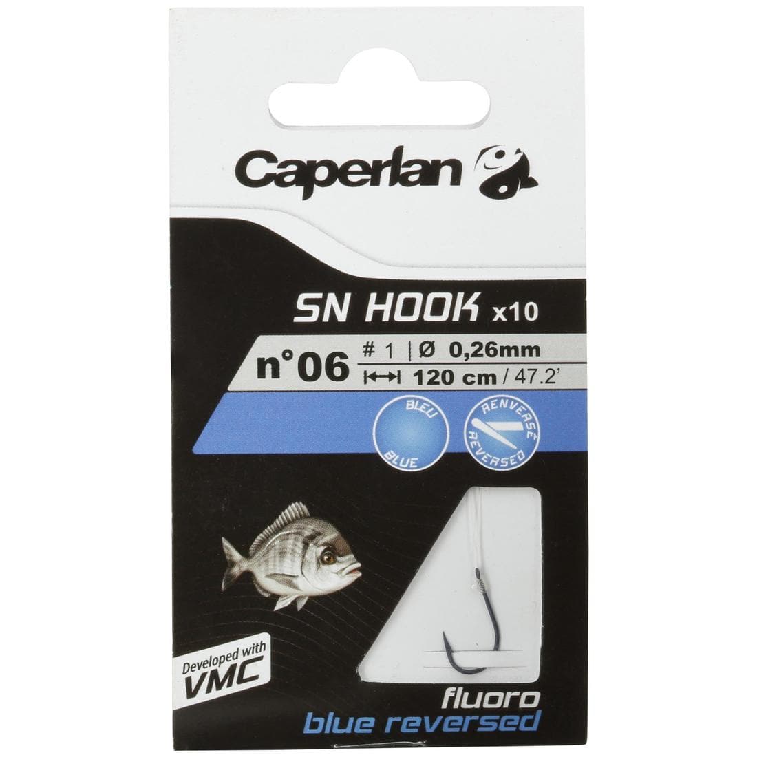 Hameçons montés a palette SN HOOK fluorosea bluereversed pêche en mer
