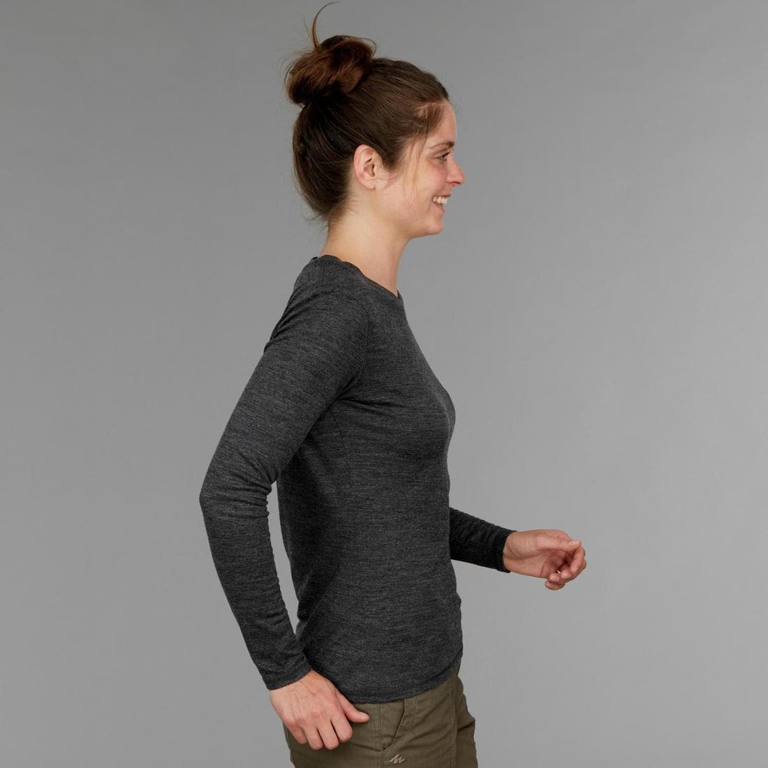 T-shirt laine mérinos de trek & voyage - femme - travel 500