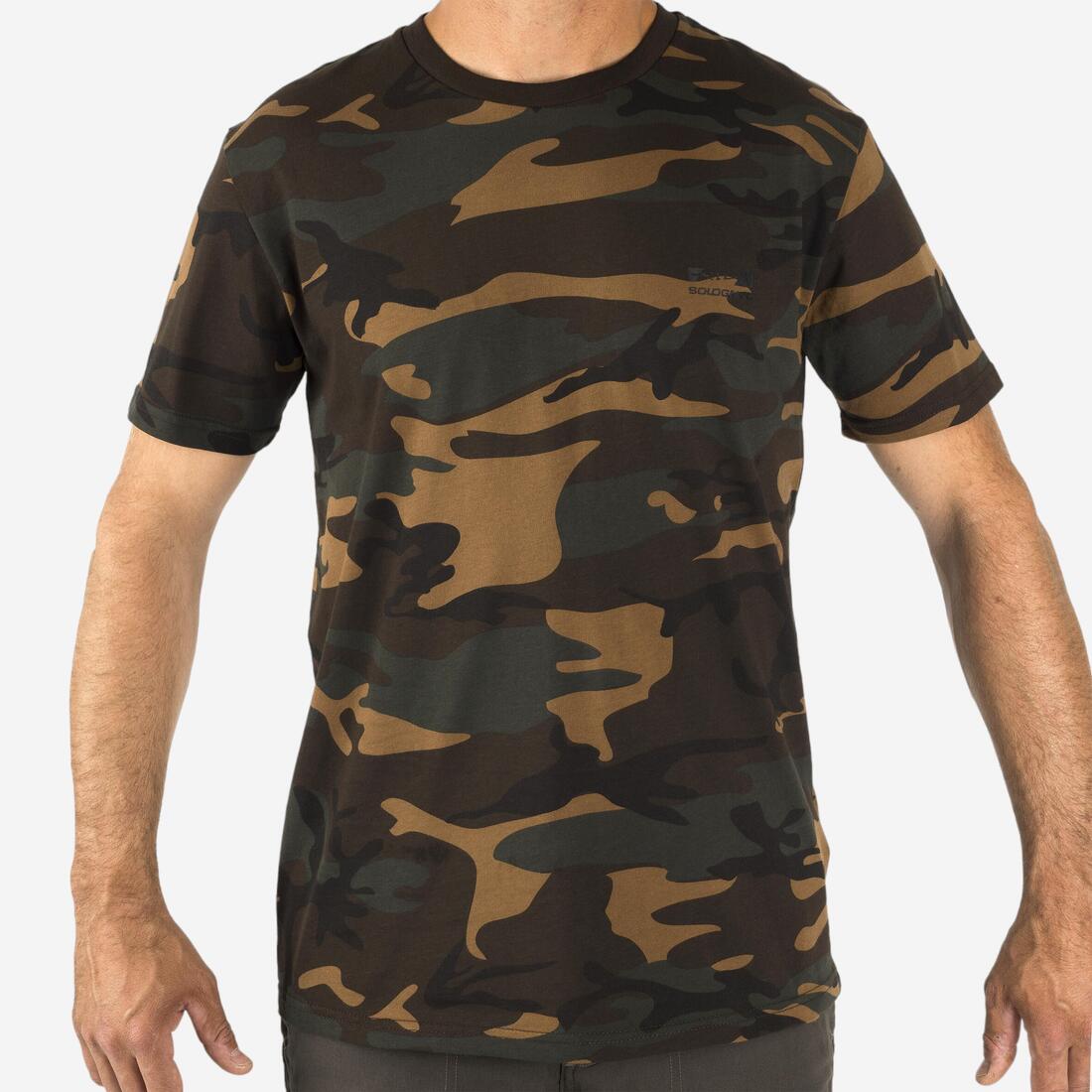 T-shirt manches courtes chasse 100 camouflage woodland