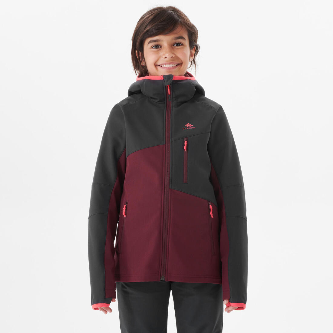 VESTE SOFTSHELL RANDONNEE - MH500 noir et - ENFANT 7-15 ANS