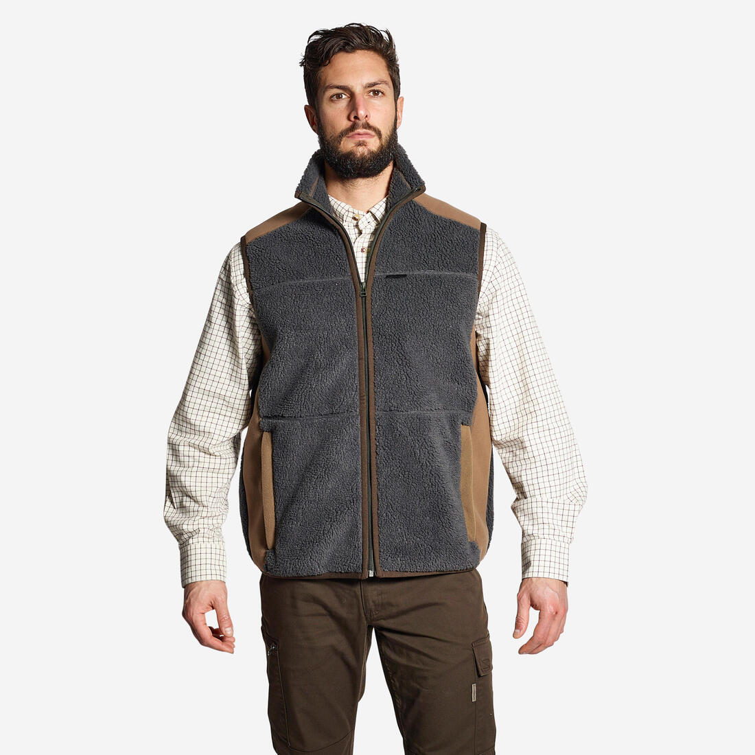 GILET POLAIRE SANS MANCHES MOUTONNE 500 GRIS