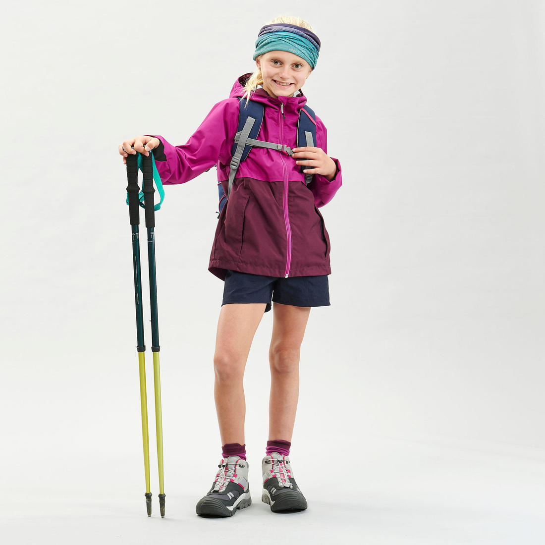 Veste imperméable de randonnée - MH500 violette - enfant 7-15 ans