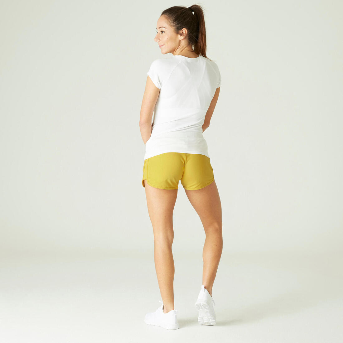 Short Fitness femme coton droit avec poche - 520