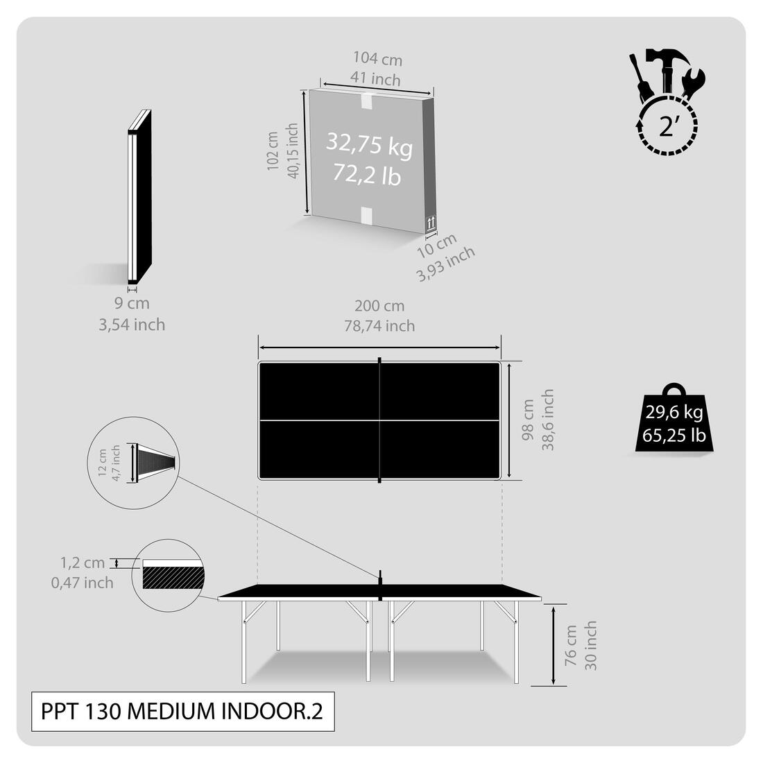 Table de ping pong - ppt 130 medium indoor.2