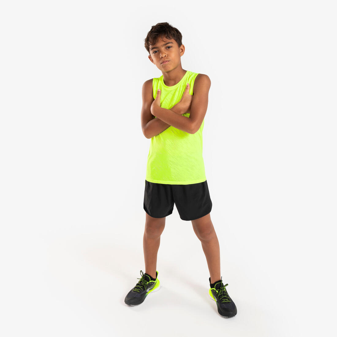 Short de Running respirant Enfant - KIPRUN dry+ 900 noir et gris