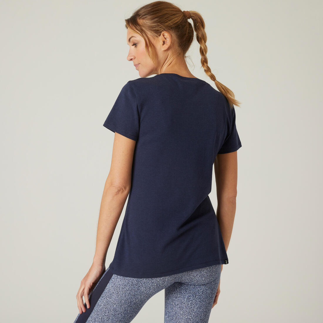 T-Shirt manches courtes régular Gym & Pilates femme bleu chiné