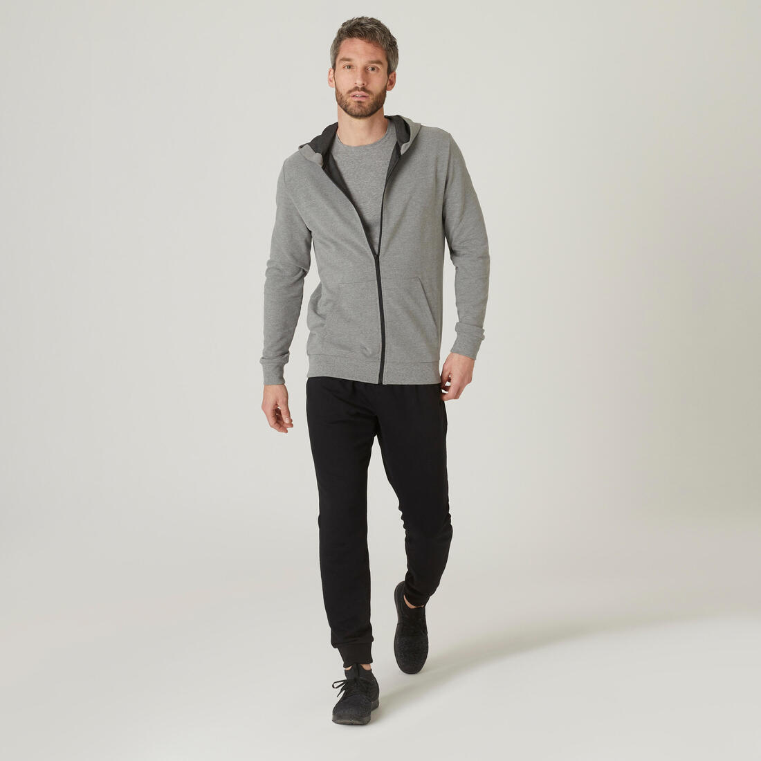 Sweat zippé à capuche fitness homme  - 100