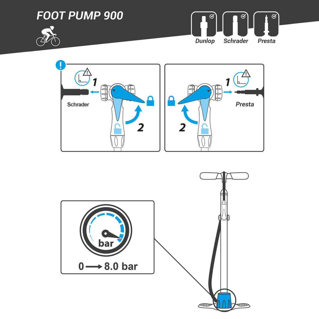 POMPE A PIED VELO 900 NOIRE