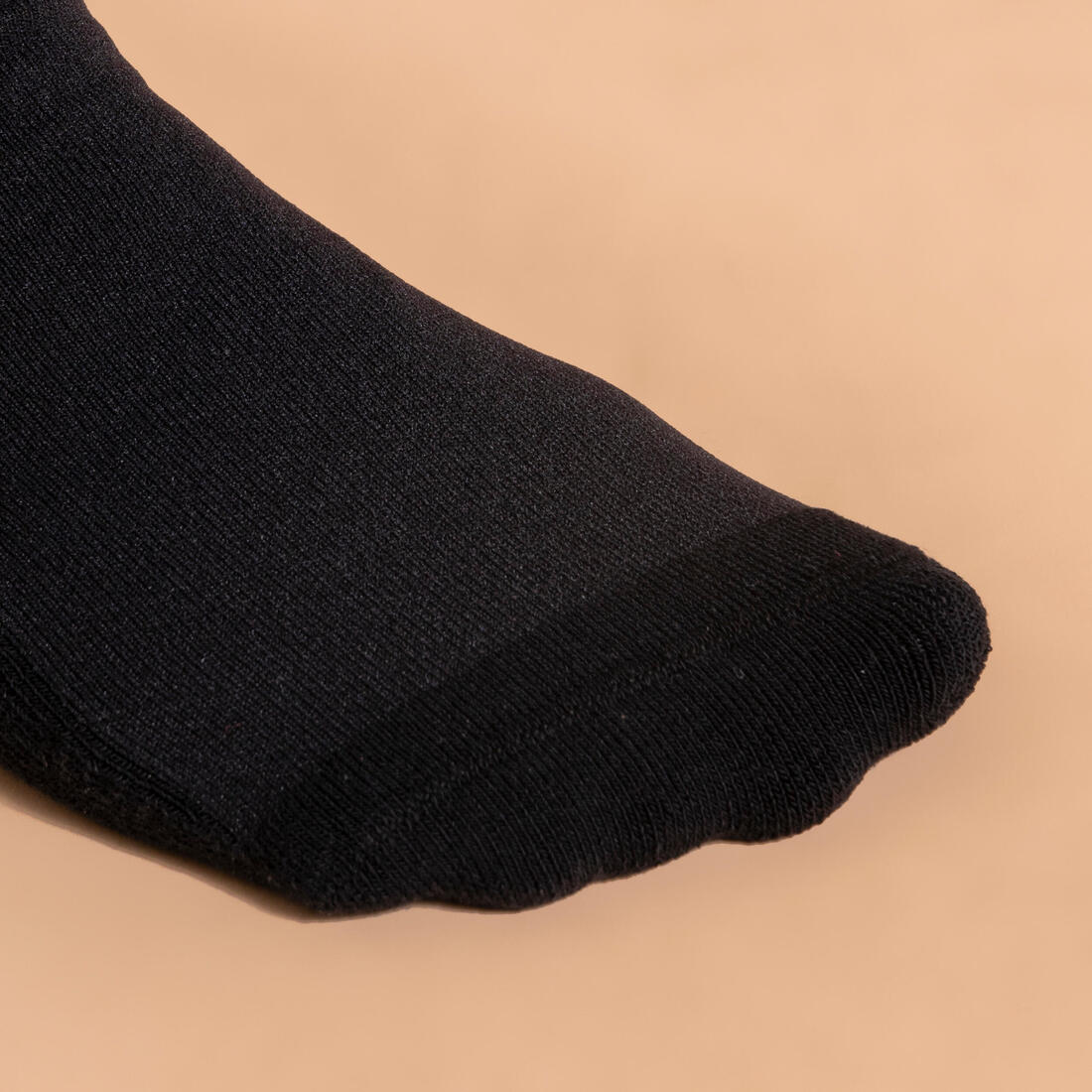 Chaussettes équitation adulte 100 noir rayures blanches et grises