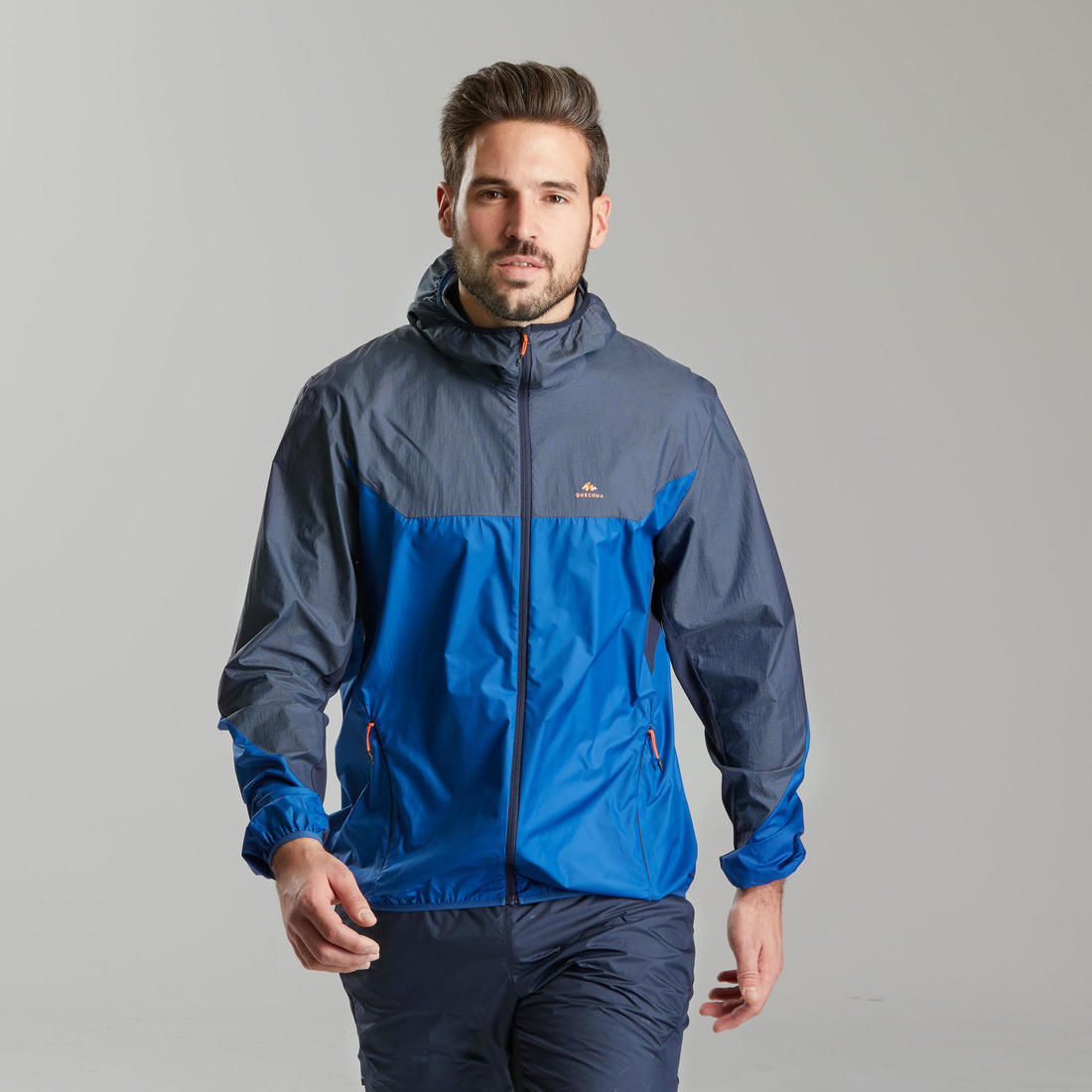 Veste coupe vent de randonnée rapide Homme FH500 Helium wind Grise