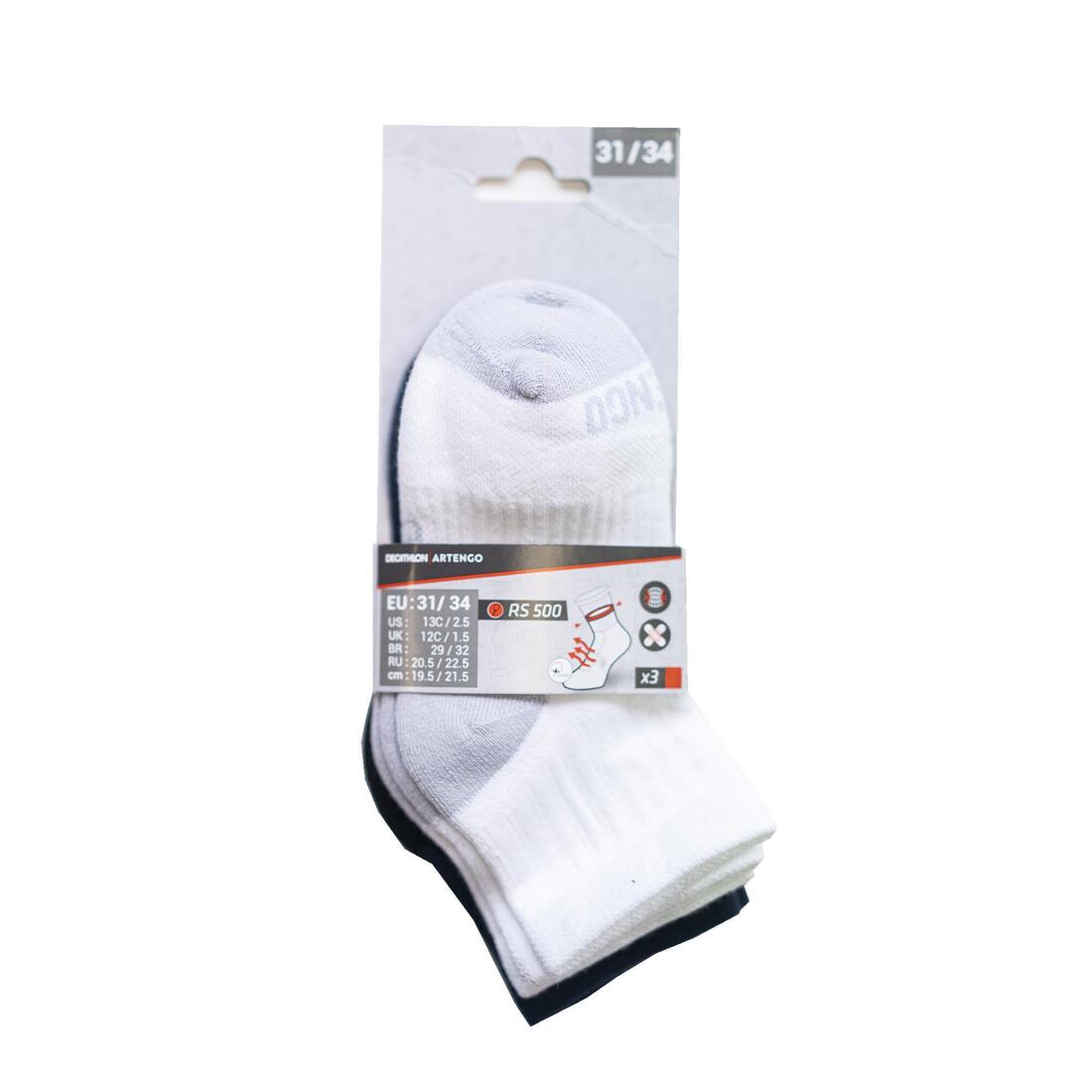 CHAUSSETTES DE SPORT ENFANT MI-HAUTES ARTENGO RS 500 LOT DE 3