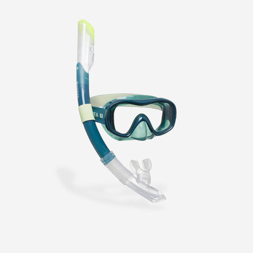 





Kit de snorkeling masque 100 COMFORT tuba DRYTOP Adulte Vert avec sac