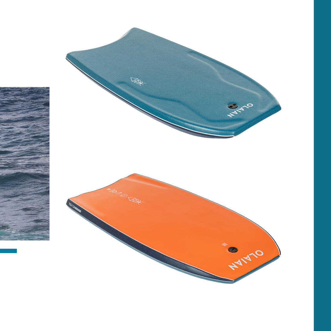 Bodyboard 500 bleu / orange avec leash