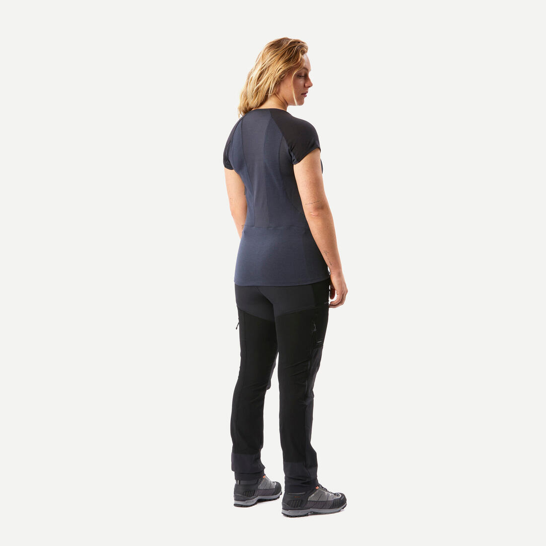 T-shirt de trek manches courtes en laine mérinos - Femme - MT500