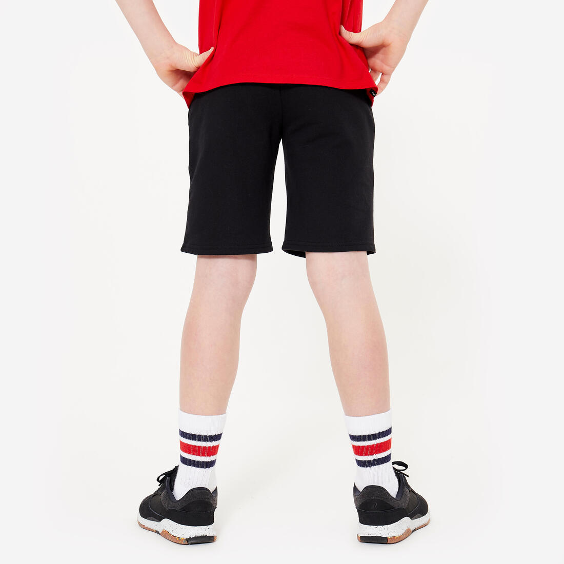 Short multisport coton enfant mixte, Gris chiné