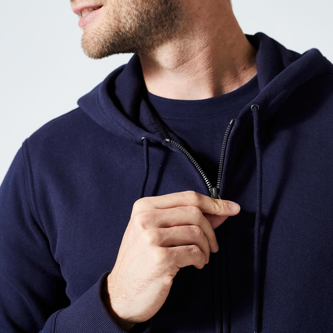 Sweat zippé à capuche de fitness en molleton homme