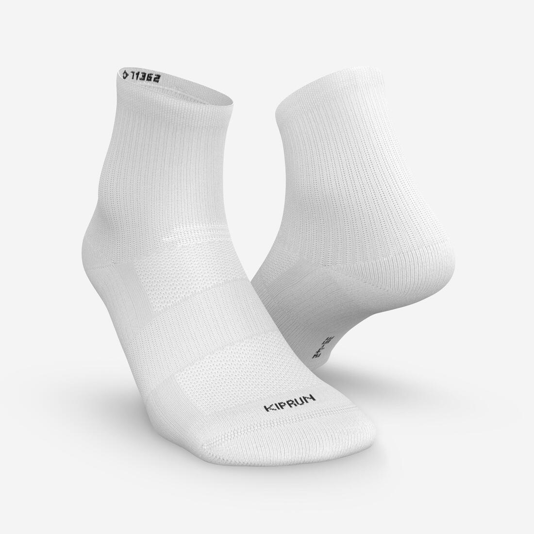 CHAUSSETTES DE RUNNING RUN500 MI-HAUTEURS X2 NOIRES