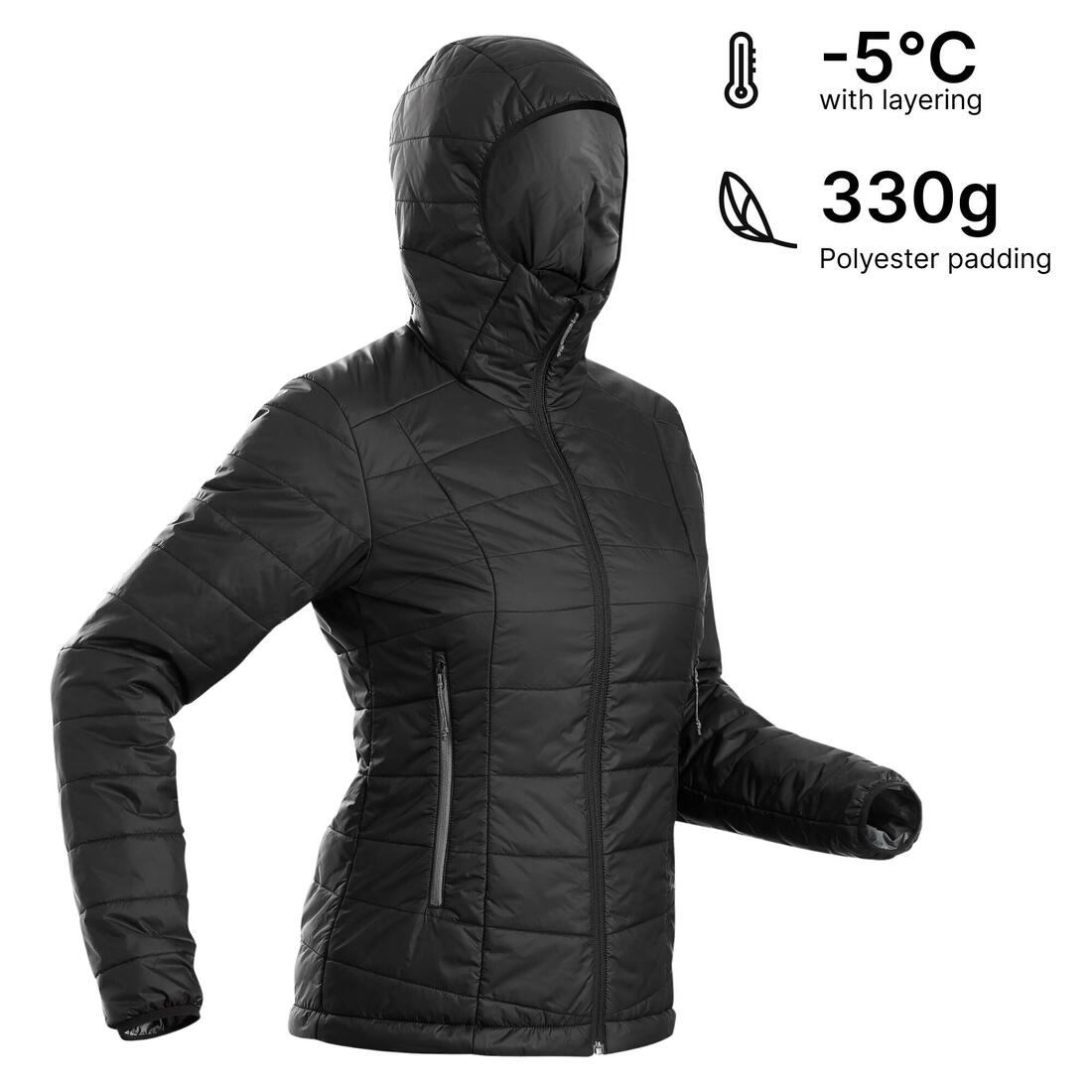 Doudoune synthétique à capuche de trek montagne - MT100 -5 °C - Femme