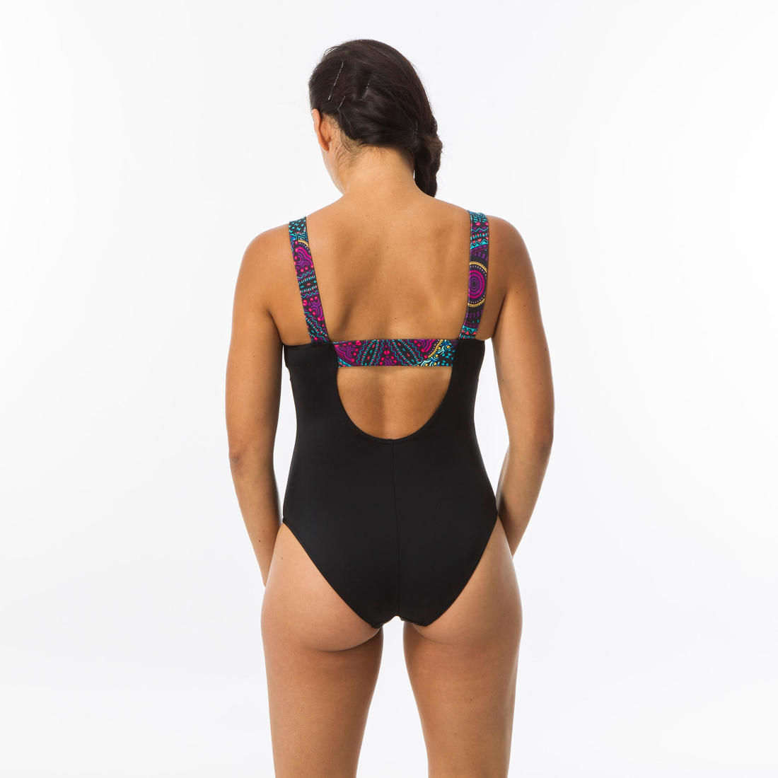 Maillot de bain de natation femme 1 pièce Taïs Ethn noir